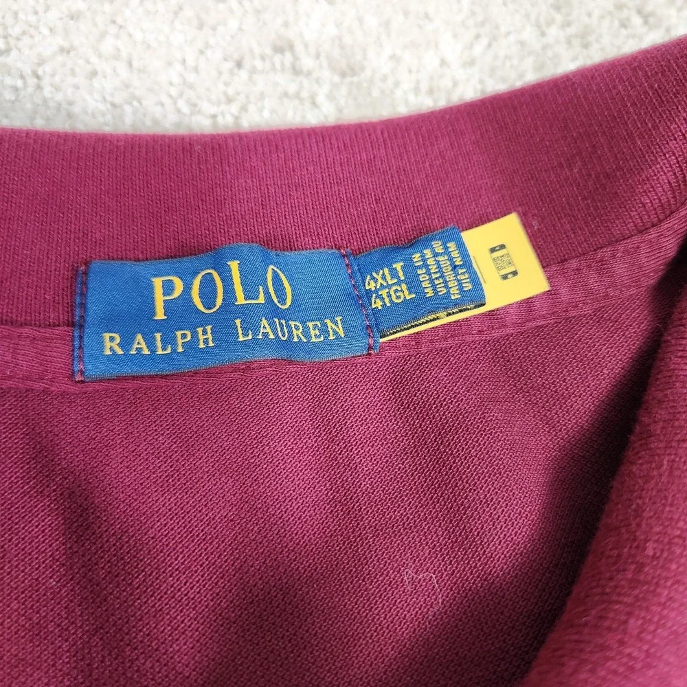 Polo Ralph Lauren Shirt Men 4XLT Iconic‎ Mesh Polo Cotton Red Wealth Luxury Pony